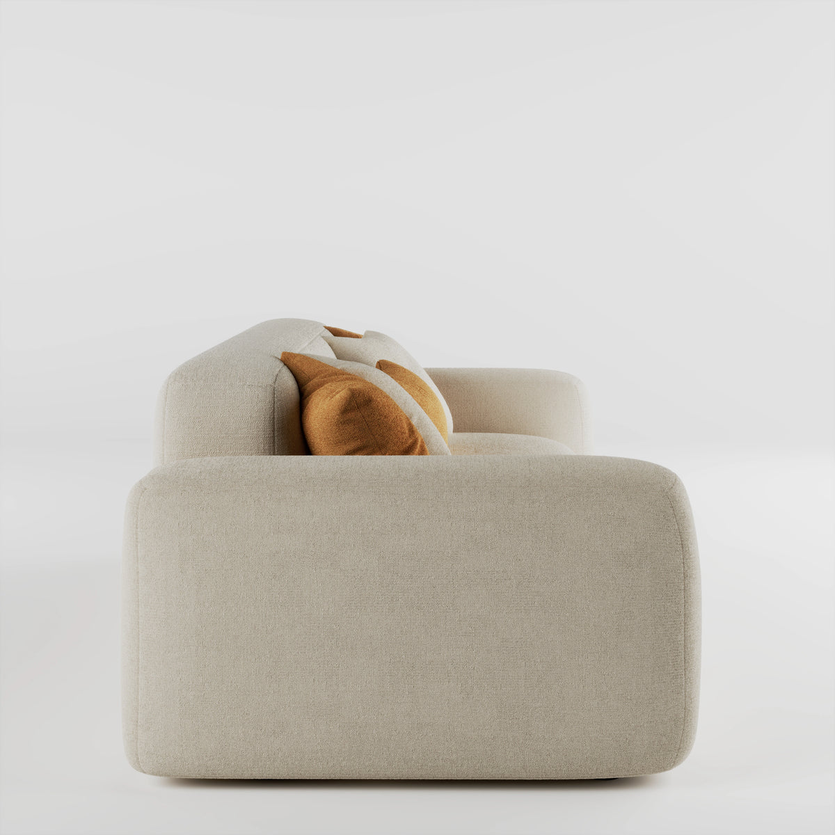 Cove 3 seater sofa in beige fabric, opposite side profile view